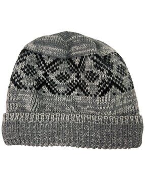 Kids Gray Knit Beanie Fleece Lined Winter Hat